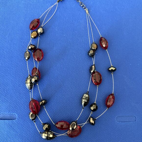 Floating Bead Necklace Triple Strand 16” - Picture 1 of 4